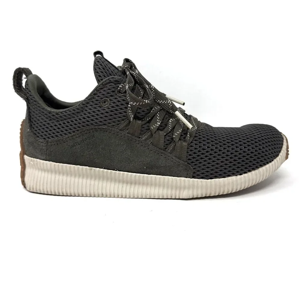 Sorel Out N About Plus Waterproof Sneaker Womens Size 8.5 Suede Mesh Olive Sage